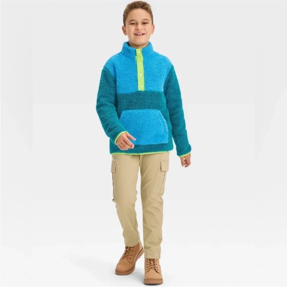 Cat & Jack Color-block Fleece Pullover Sweatshirt, Size XL